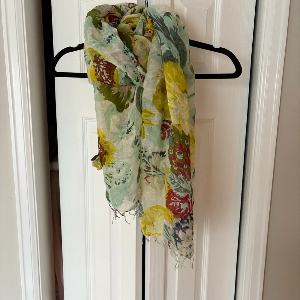 Epice (French company) Floral Scarf in Mint, Yellow & Coral - Picture 4 of 4